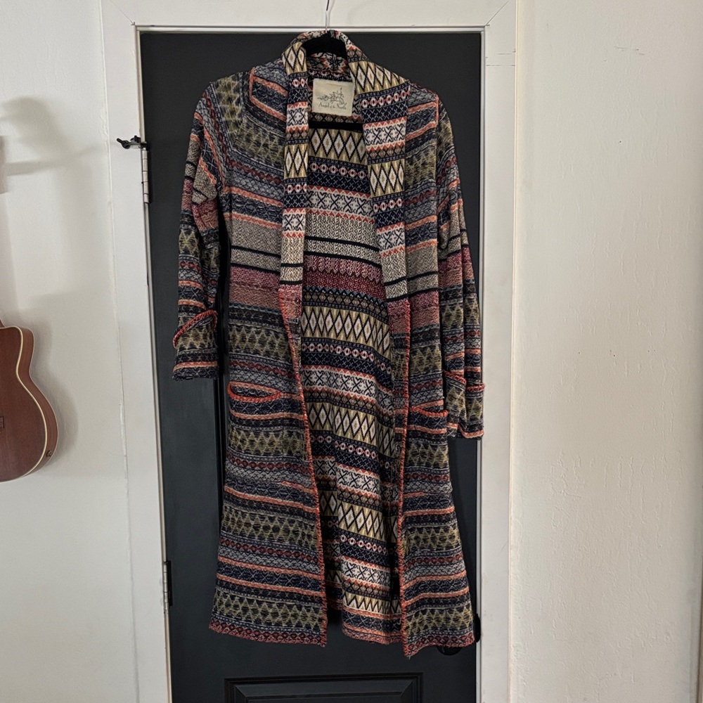 Angel Of The North Geometric Knit Cardigan with ties